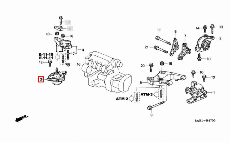подушка двигателя HONDA FIT GD1 L13A 2004-2005 правый 470511