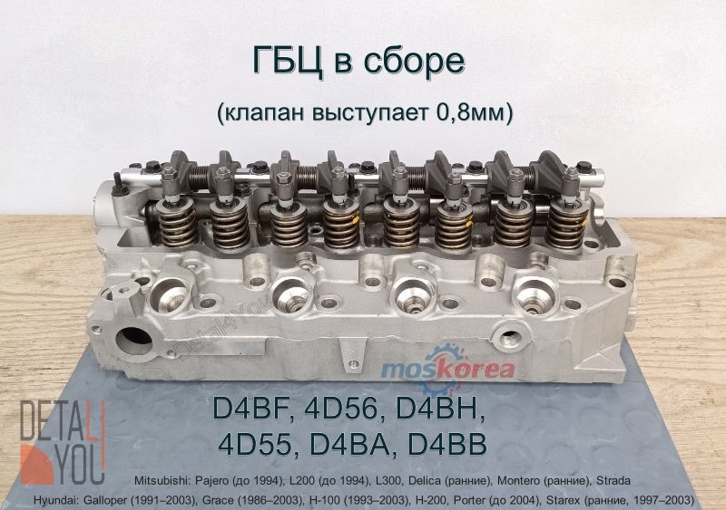 Головка блока цилиндров Mitsubishi Pajero (клап выступает +0.8мм) 2.5 D - 2.6 D D4Y00283 новая