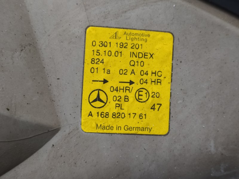 Фара левая A-Class 1999 Хэтчбэк 3 дв. 1.6i