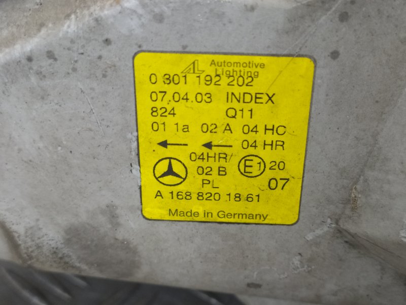 Фара правая A-Class 2002 Хэтчбэк 1.7