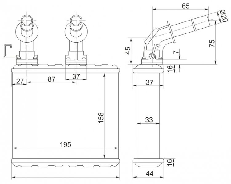 Радиатор отопителя Avenir AWC34 CD20 Радиатор отопителя Avenir AWC34 CD20
