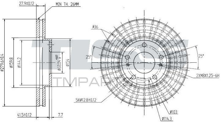 Тормозной диск передний Nissan Avenir PNW11 QR20DE Тормозной диск передний Nissan Avenir PNW11 QR20DE