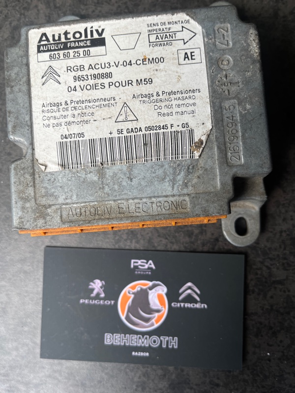 Блок управления SRS Peugeot Partner 9653190880 Б/У