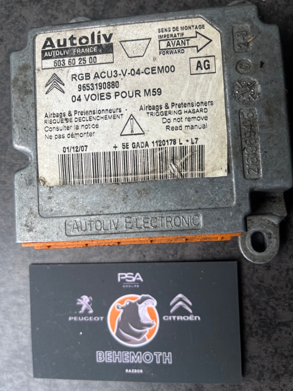 Блок управления SRS Citroen Berlingo 9653190880 Б/У