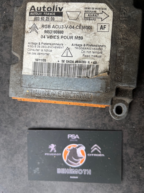 Блок управления SRS Citroen Berlingo 9653190880 Б/У