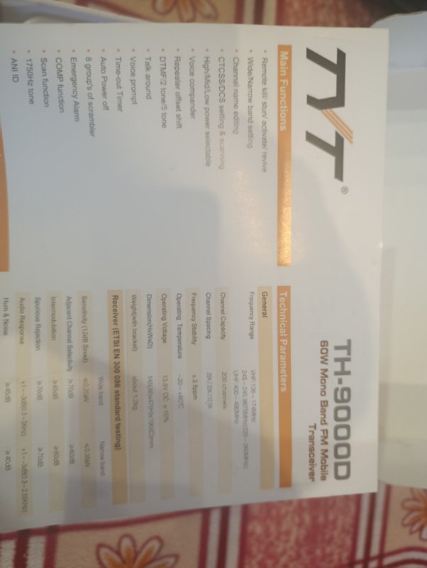 Автомобильная радиостанция TYT Th-9000D