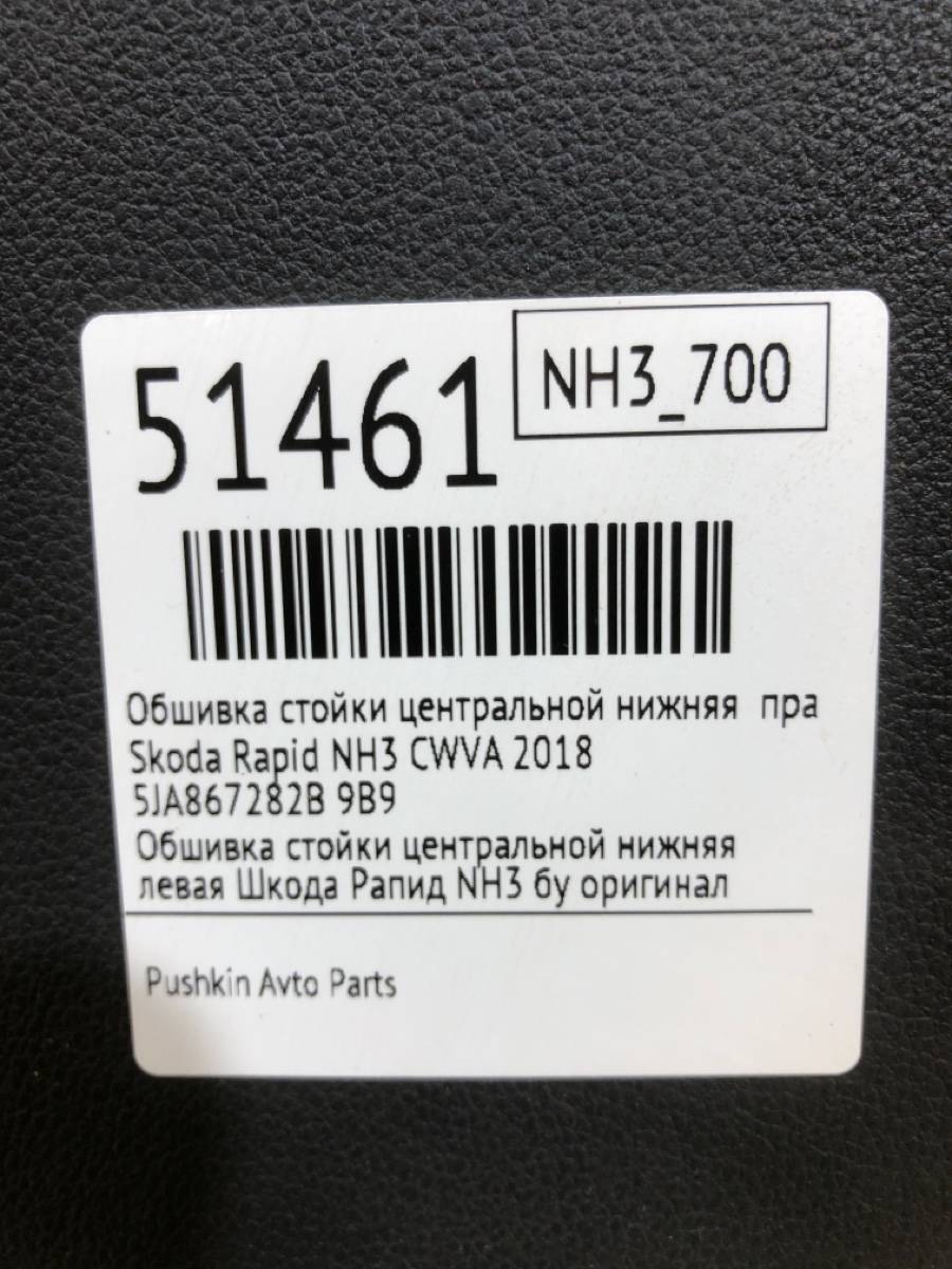 Обшивка стойки центральной нижняя правая Rapid 2018 NH3 CWVA