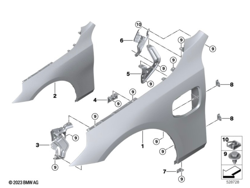 Крыло переднее левое BMW 5 g60 41359633623 41359633624 контрактная