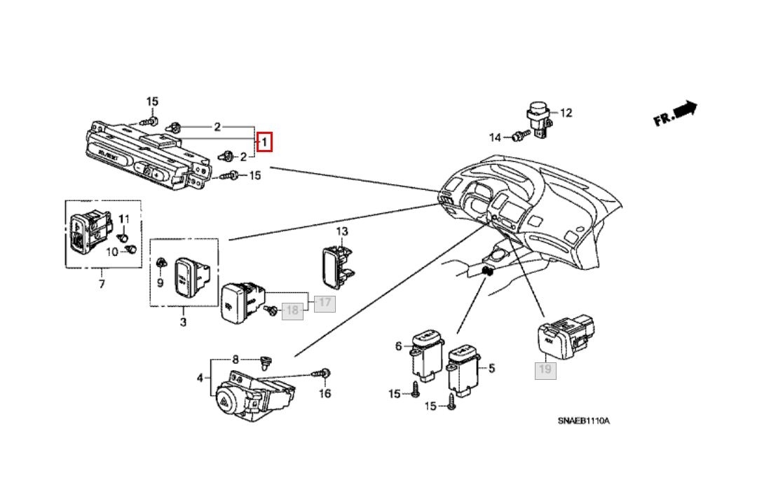 Кнопка освещения панели приборов Civic 2008 FD R18A1 Кнопка освещения панели приборов Civic 2008 FD R18A1