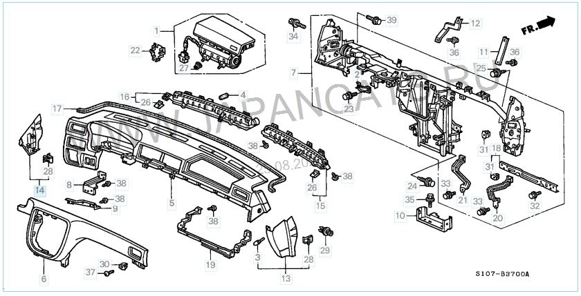 Накладка на торпедо левая CR-V 2001 RD B20Z Накладка на торпедо левая CR-V 2001 RD B20Z