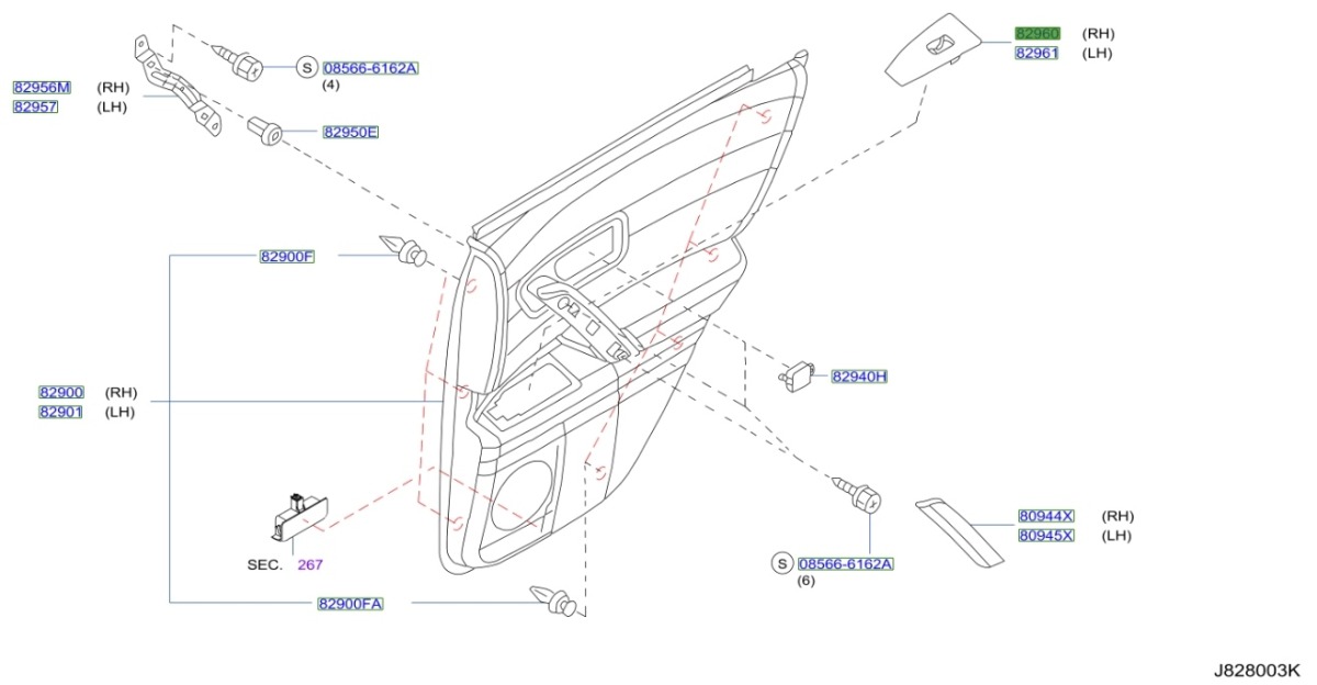 Накладка кнопок стеклоподъемника задняя правая FX35 2003 S50 VQ35DE