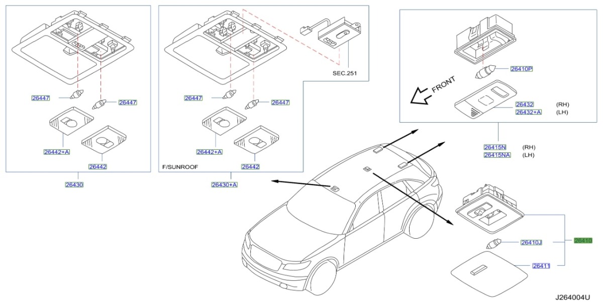 Плафон салона FX35 2003 S50 VQ35DE