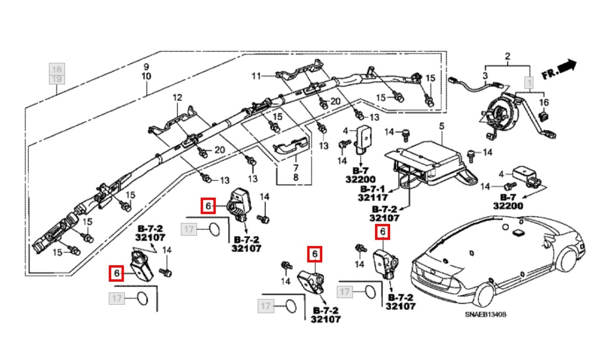 Датчик Air Bag Civic 2008 FD R18A1