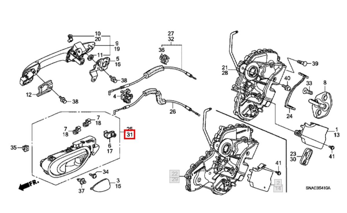 Ручка двери внутренняя задняя левая Civic 2008 FD R18A1