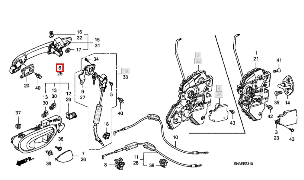 Ручка двери внутренняя передняя правая Civic 2008 FD R18A1