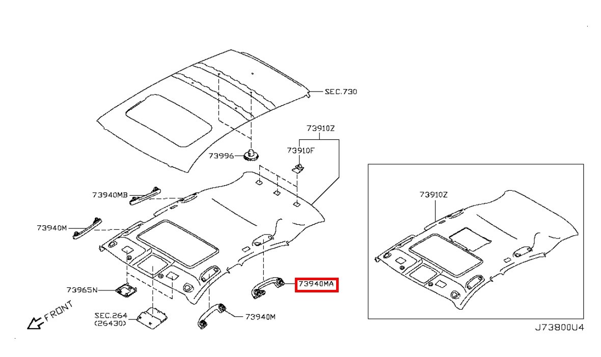 Ручка потолка задняя левая FX35 2009 S51 VQ35HR