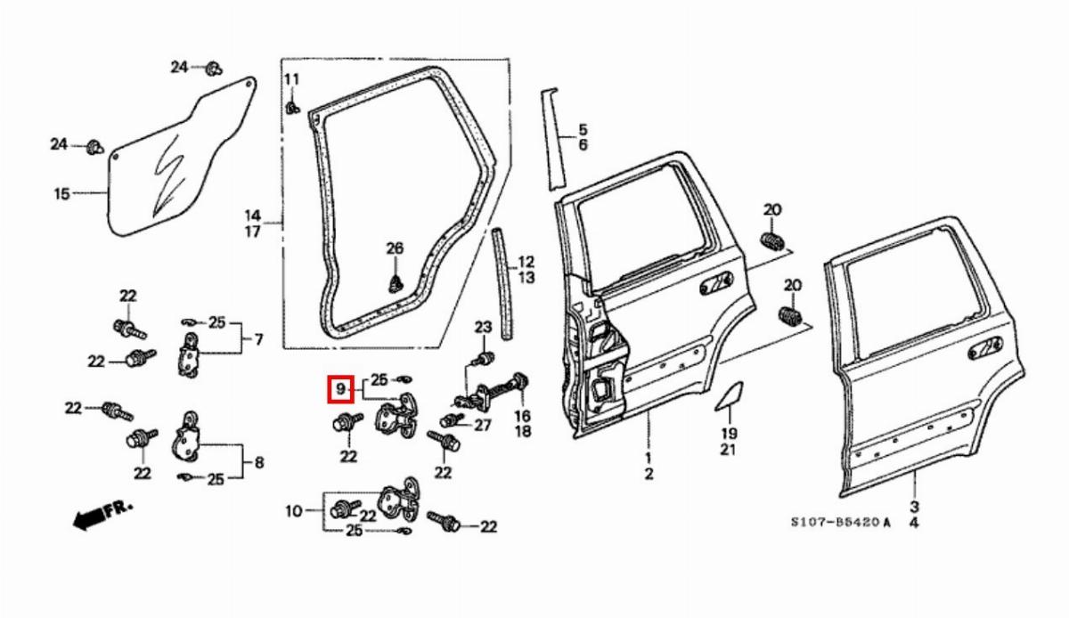 Петля двери задняя левая CR-V 2001 RD B20Z Петля двери задняя левая CR-V 2001 RD B20Z