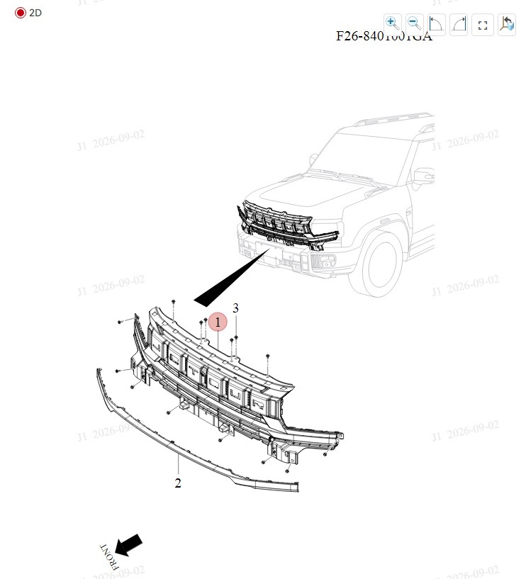 Решетка радиатора Jetour T2 T1J7Z/T1JRH/T1JPV/T1J