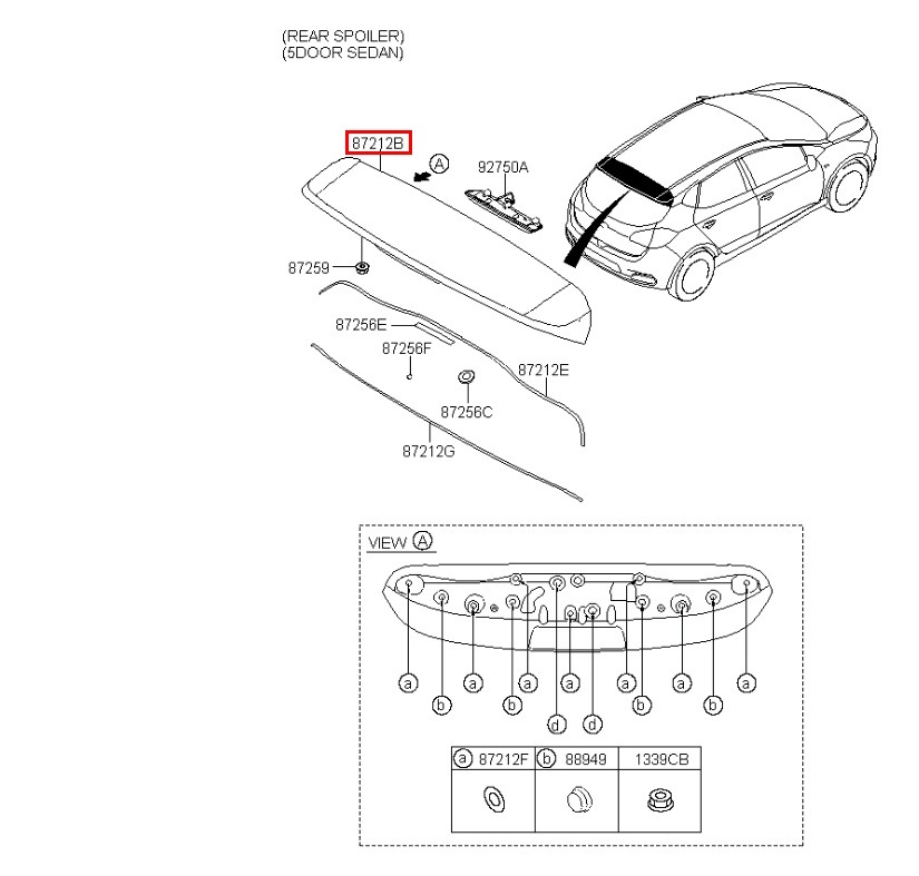 Спойлер задний Kia Ceed JD G4FG