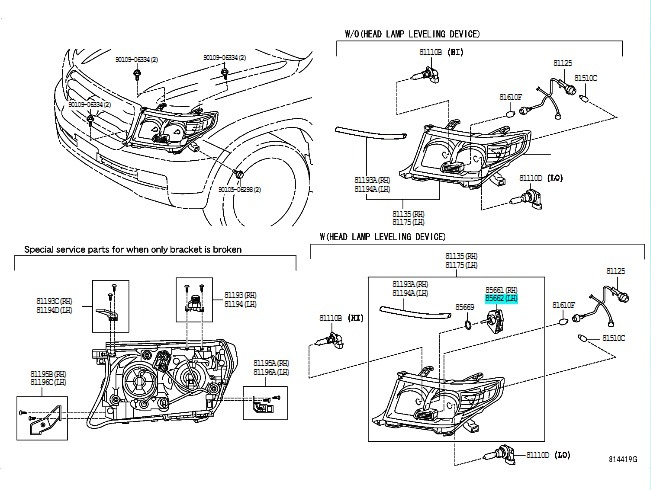 Фара левая Toyota Land Cruiser J200