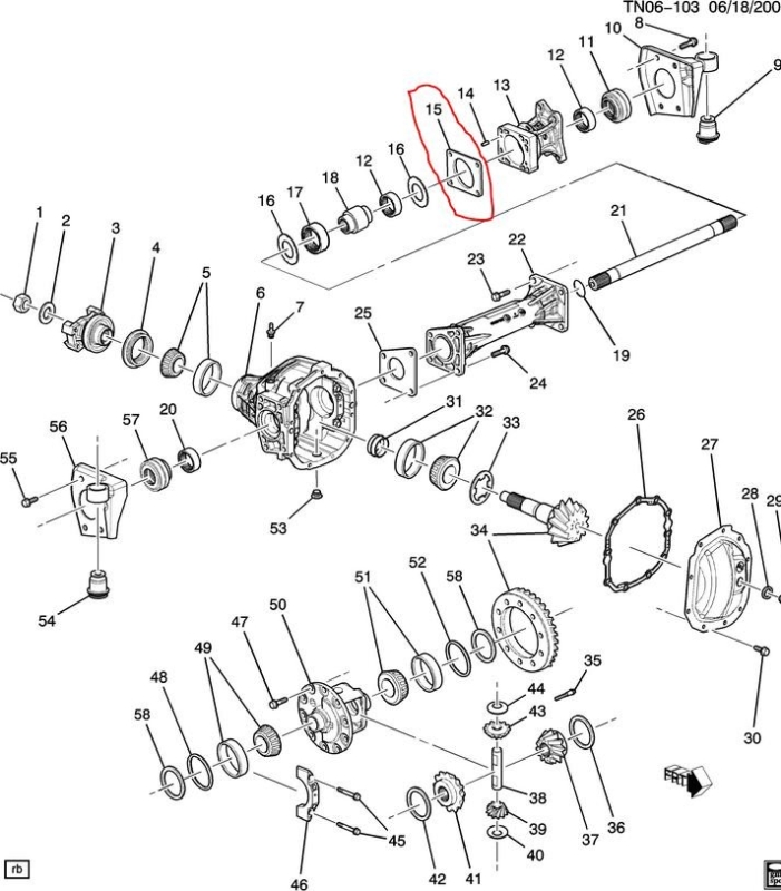 Прокладка корпуса моста полуоси левой H3