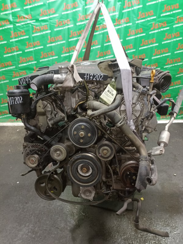 Двигатель Nissan President PGF50 VK45DE 2005 (б/у) ПРОБЕГ-59000КМ. 2WD. КОСА+КОМП. МЕХ.ЗАСЛОНКА. ПОД А/Т. СТАРТЕР В КОМПЛЕКТЕ.