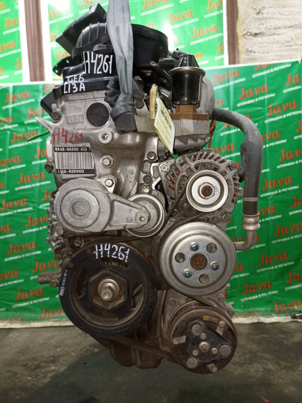 Двигатель Honda Fit GE6 L13A 2012 (б/у) ПРОБЕГ-63000КМ. 2WD. 2-Я МОД. КОМСА+КОМП. ЭЛЕКТРО ЗАСЛОНКА. ПОД А/Т. СТАРТЕР В КОМПЛЕКТЕ.