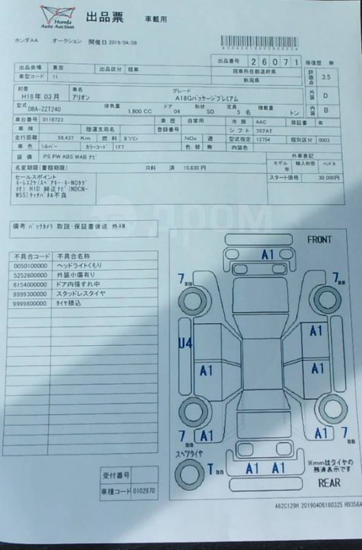 Заглушки кузова Corolla Axio