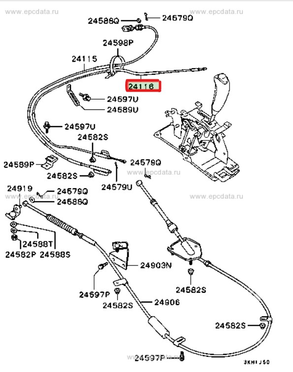 Трос замка зажигания Mitsubishi Pajero V25W 4M40 MR305767 (б/у)