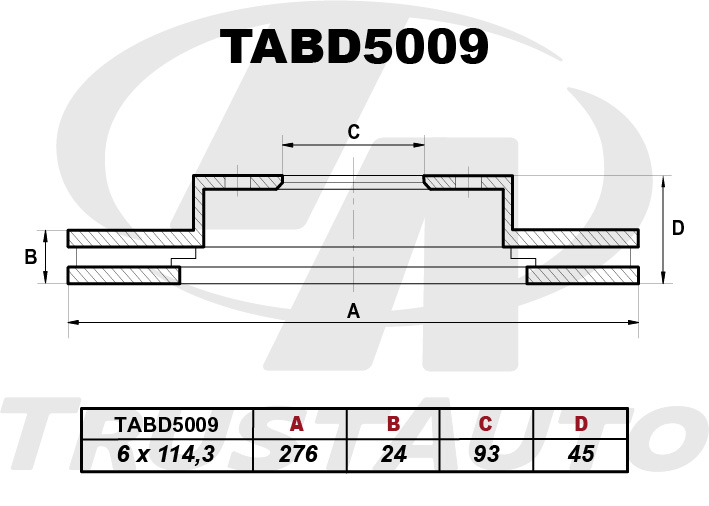 Тормозной диск Mitsubishi Delica PD3W передний TABD5009