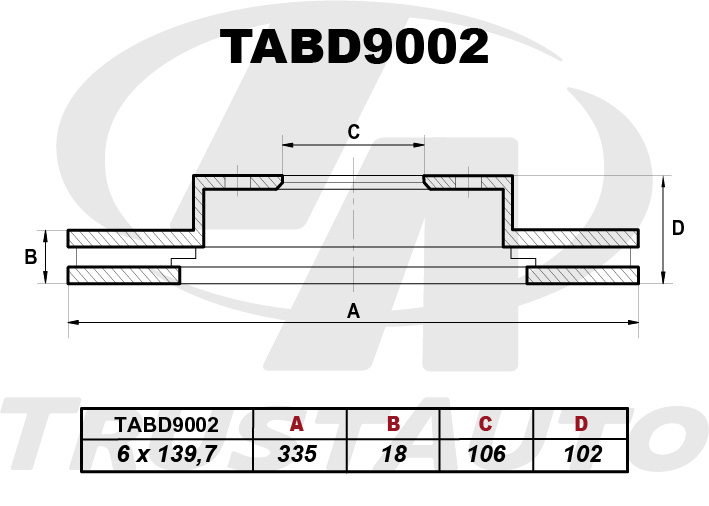 Тормозной диск Toyota Land Cruiser FZJ80 задний TABD9002