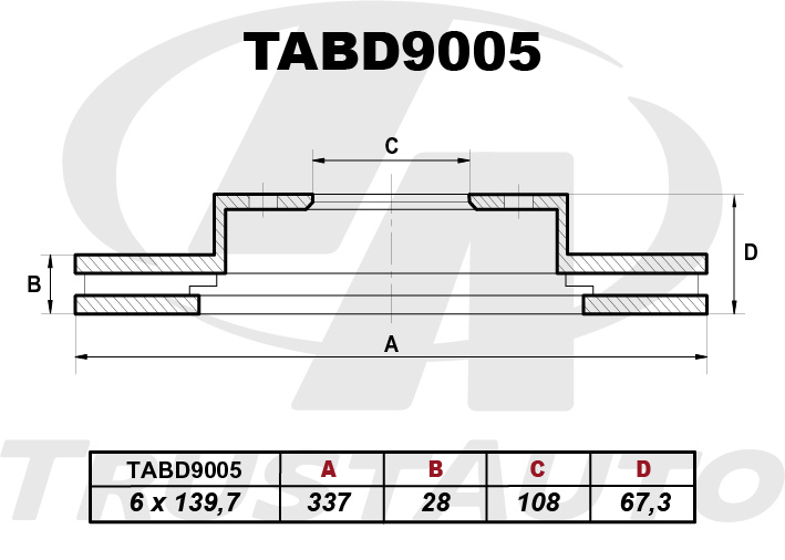 Тормозной диск Toyota Land Cruiser Prado GRJ120 передний TABD9005