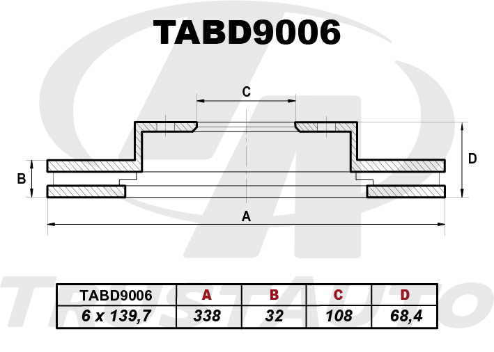 Тормозной диск Toyota Land Cruiser Prado GDJ150 передний TABD9006