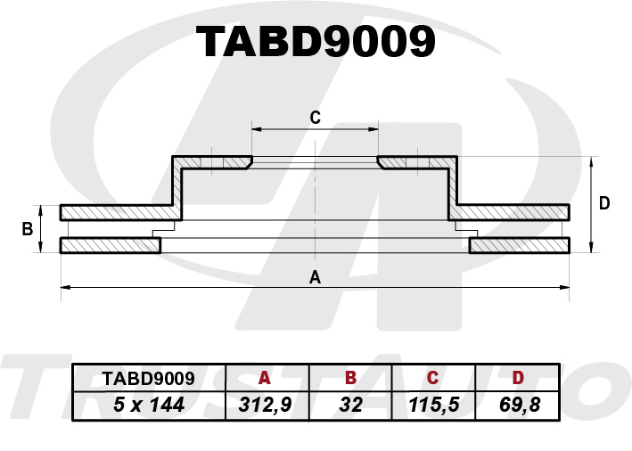 Тормозной диск Toyota Land Cruiser FZJ100 передний TABD9009