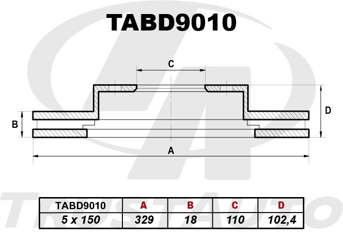 Тормозной диск Toyota Land Cruiser FZJ100 задний TABD9010