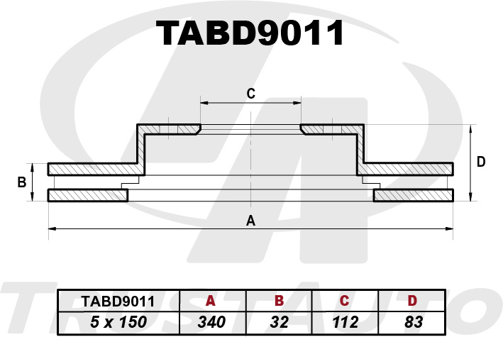 Тормозной диск Toyota Land Cruiser GRJ200 передний TABD9011