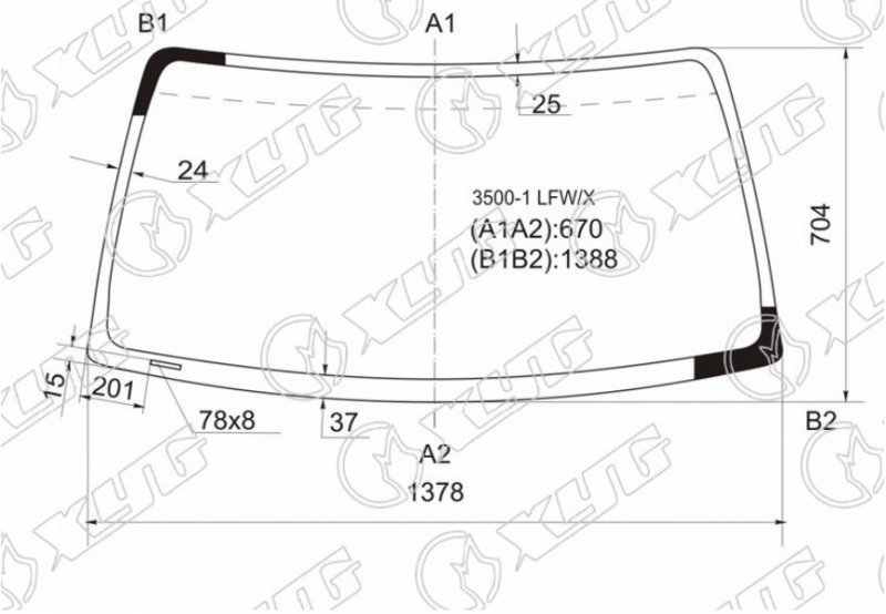 Стекло лобовое Toyota Hilux Surf KZN185W 3500-1 LFW/X