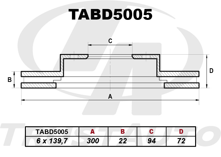 Тормозной диск Mitsubishi Pajero V63W 4D56 задний TABD5005