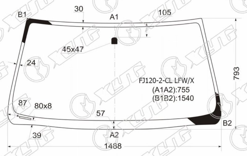 Стекло лобовое Toyota Land Cruiser Prado GRJ120 FJ120-2-CLLFWX