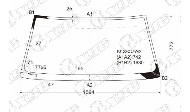 Стекло лобовое Toyota Land Cruiser J100 98-07 FJ100-2 LFWX