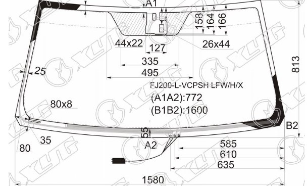 Стекло лобовое Toyota Land Cruiser J200 07-15 FJ200-L-VCPSHLFWHX