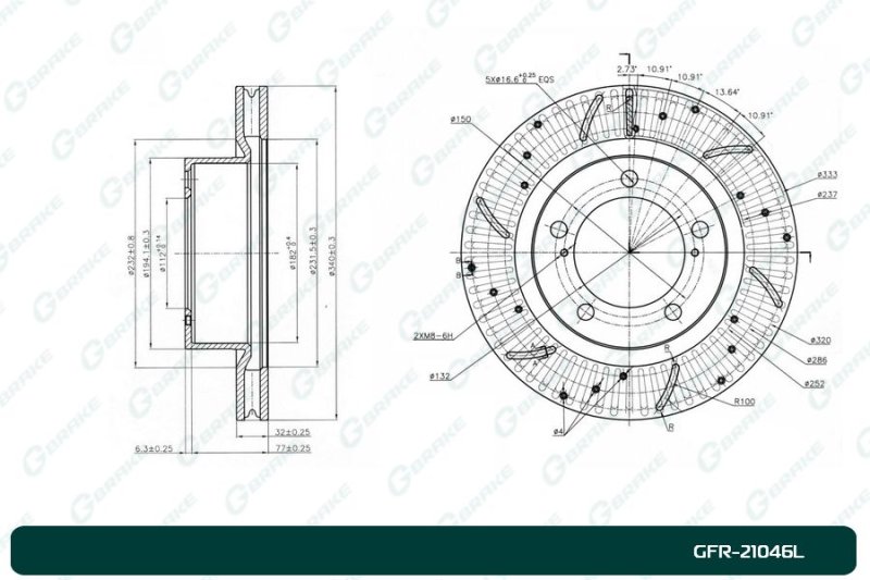 Тормозной диск Toyota Land Cruiser GRJ200 передний левый GFR21046L