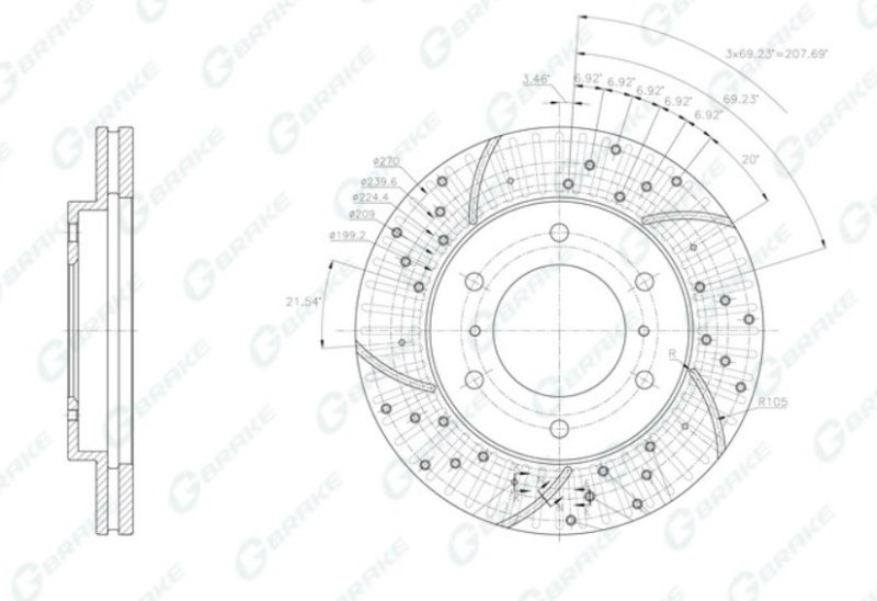 Тормозной диск Mitsubishi Pajero V63W левый GFR-20767L