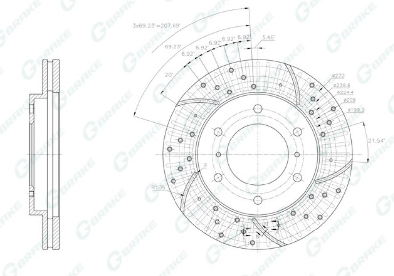 Тормозной диск Mitsubishi Pajero V63W правый GFR-20767R