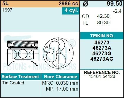Поршни ДВС Toyota Dyna LY102 5L 46273050