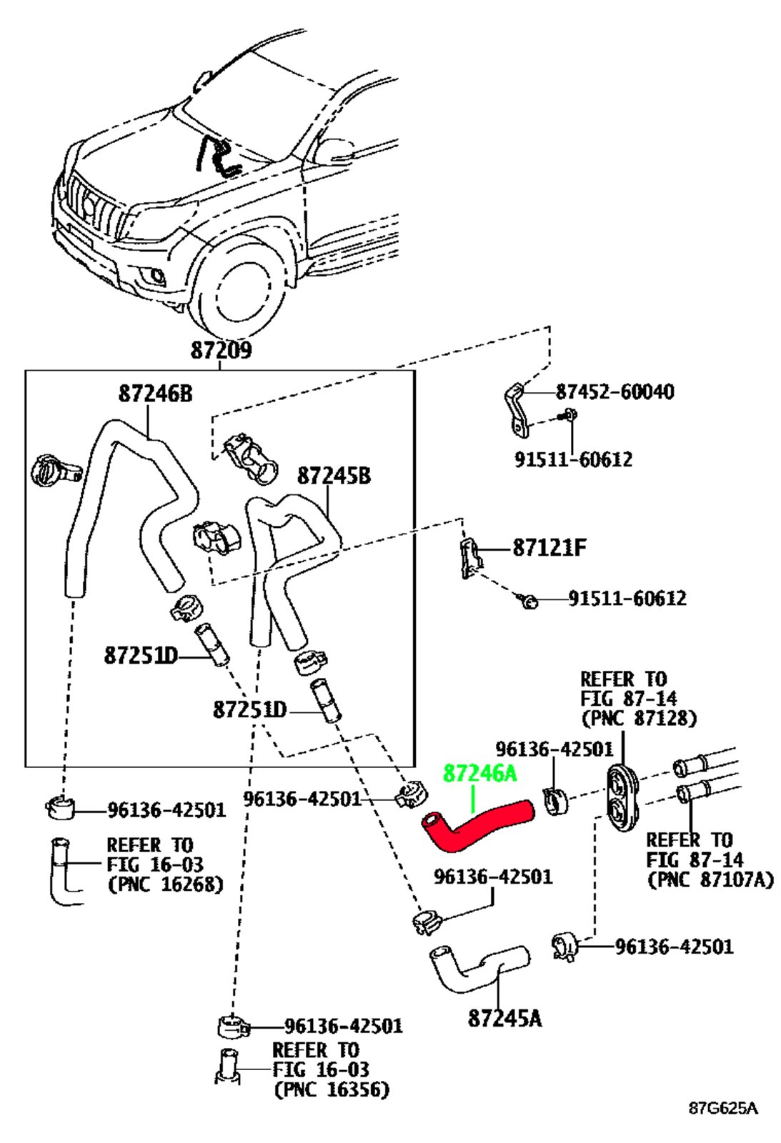 Патрубок радиатора печки LAND CRUISER PRADO GRJ150 1GRFE