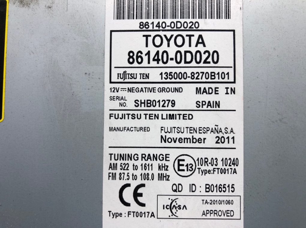 Магнитола для Toyota Yaris, 2011 г. 1.3 i бензин б/у — фото 7