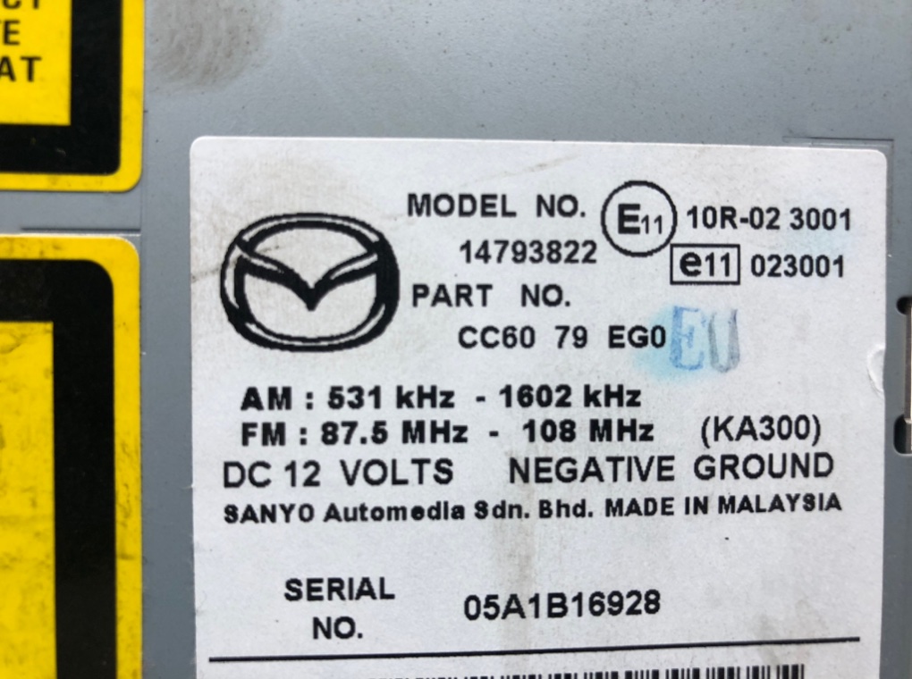 Магнитола для Mazda 5, 2006 г. 2.0 i бензин б/у — фото 6