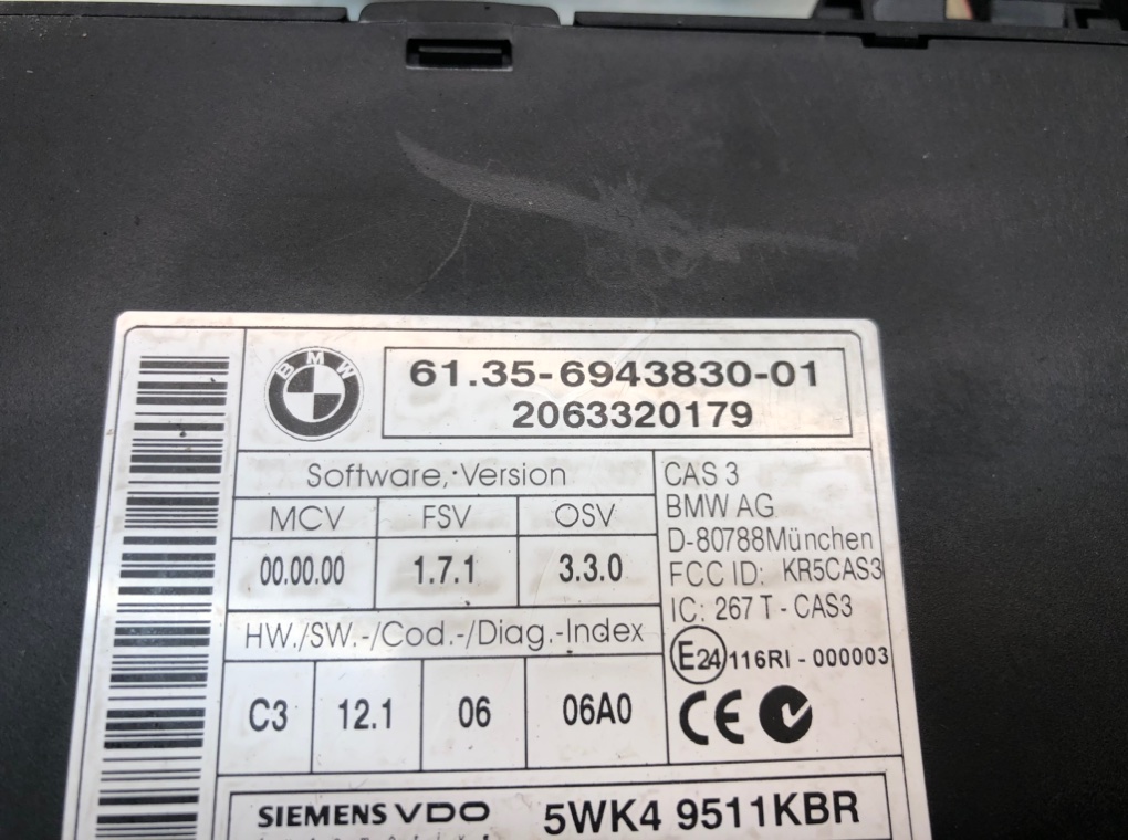Замок зажигания для BMW 3 E90/E91/E92/E93, 2006 г. 2.0 TD дизель б/у — фото 4