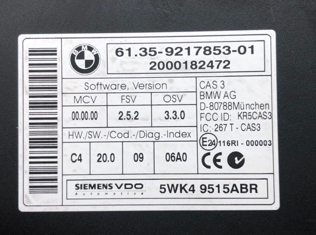 Замок зажигания для BMW 3 E90/E91/E92/E93, 2010 г. 2.0 i бензин б/у — фото 6